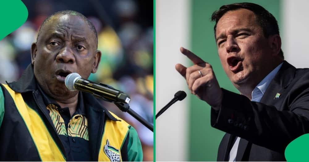 The ANC's president Cyril Ramaphosa sternly lambasted the DA's president John Steenhuisen