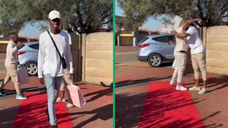 Man's friends host daddy shower in TikTok video, SA amused as they roll out red carpet