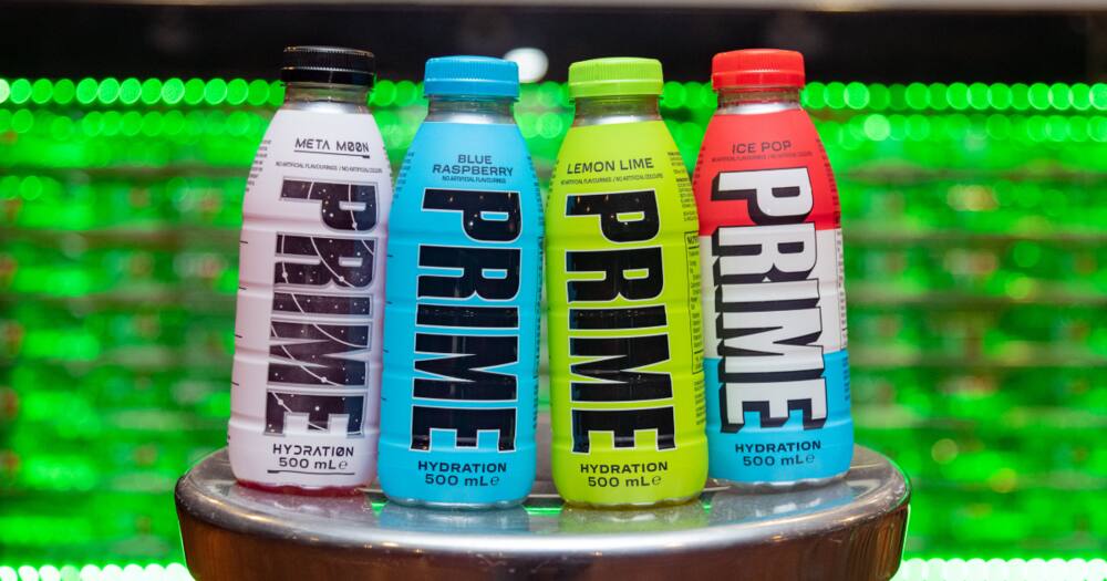 General view of Prime hydration drink bottles at the KSI vs FaZe Temperrr MF Cruiserweight Title Fight at OVO Arena Wembley