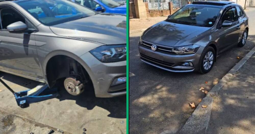 A man went to TikTok to share that thieves had stolen his VW Polo car tyers.