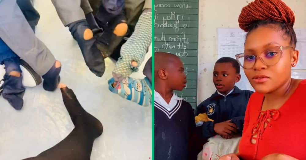 Mzansi teacher wears torn socks in video