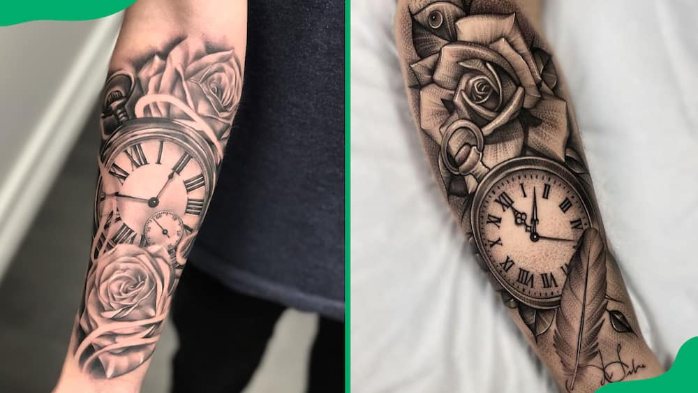 Rose clock tattoos