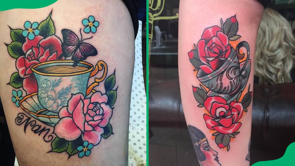 Rose and cup tattoo