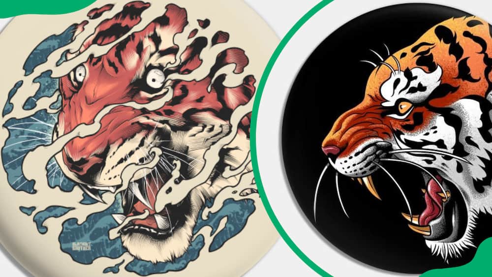 Japanese Tiger in a Circle tattoo design