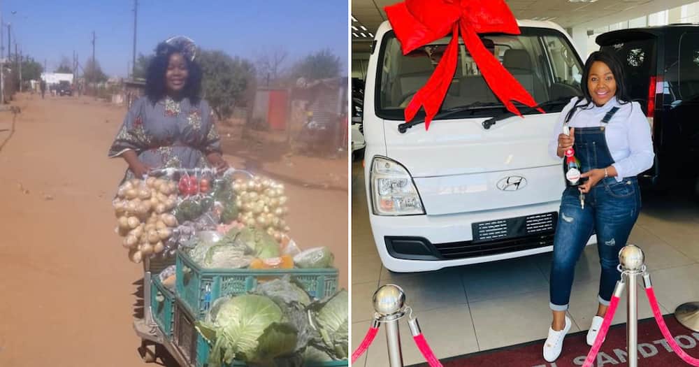 A lady who sells vegetables bagged a truck for her business
