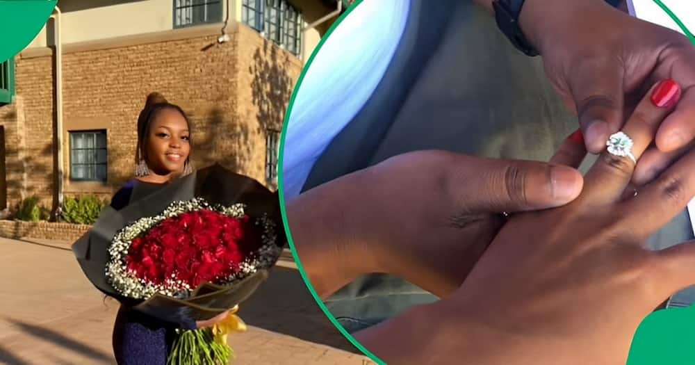 A TikTok video shows a man proposing to his girlfriend whom he met on Tinder.