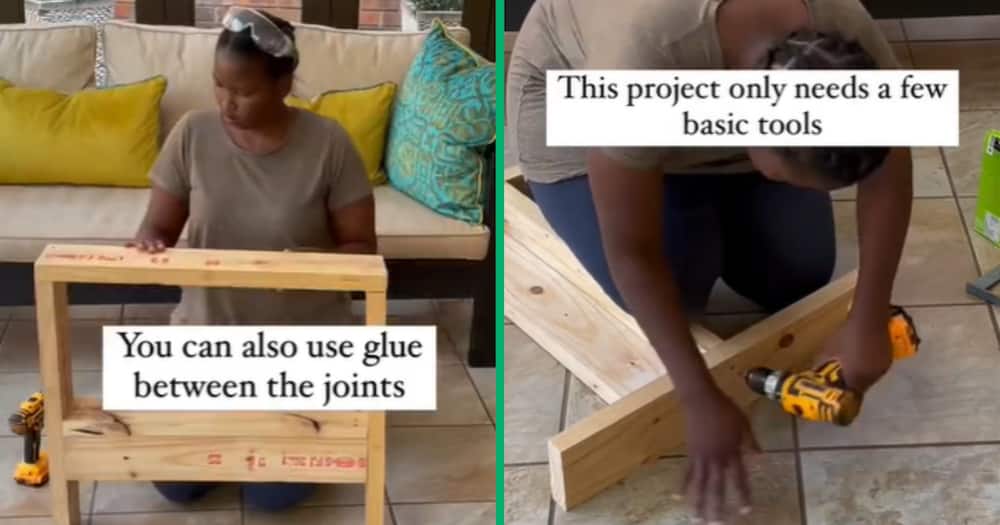TikTok video by @diybyndivhuwo took Mzansi by storm, showcasing the DIY queen's step-by-step guide on crafting chic wooden garden chairs