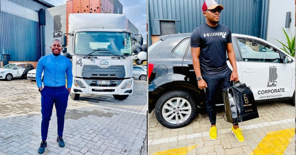 Theo Baloyi has just bought a new delivery truck and has inspired Mzansi. Image: Twitter
