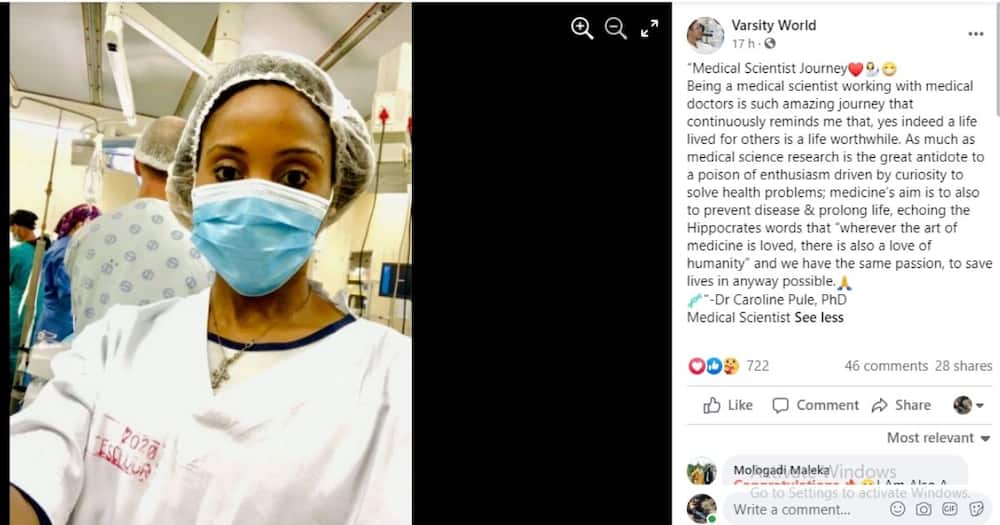 Mzansi's social media users are inspired by a new medical graduate, Dr. Caroline Pule. Image: Facebook