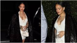 Rihanna shows off baby bump in white top, tiny shorts while celebrating 35th birthday