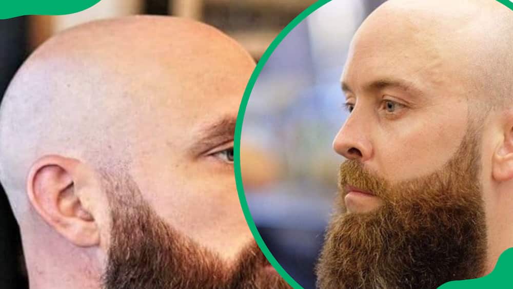 Shaved head with beard