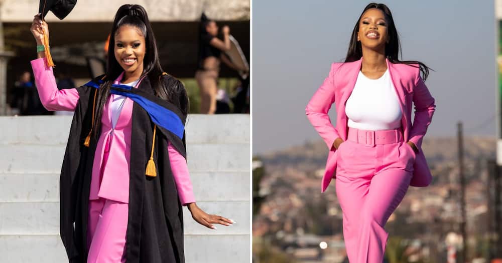 Johannesburg stunner looks pretty in pink at graduation