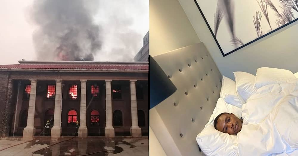 A UCT student has attracted the attention of social media users for sharing two of his pictures. Image: Twitter