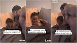 2-month-old baby dodges dad's kisses several times, video makes peeps cackle: "He said boundries"