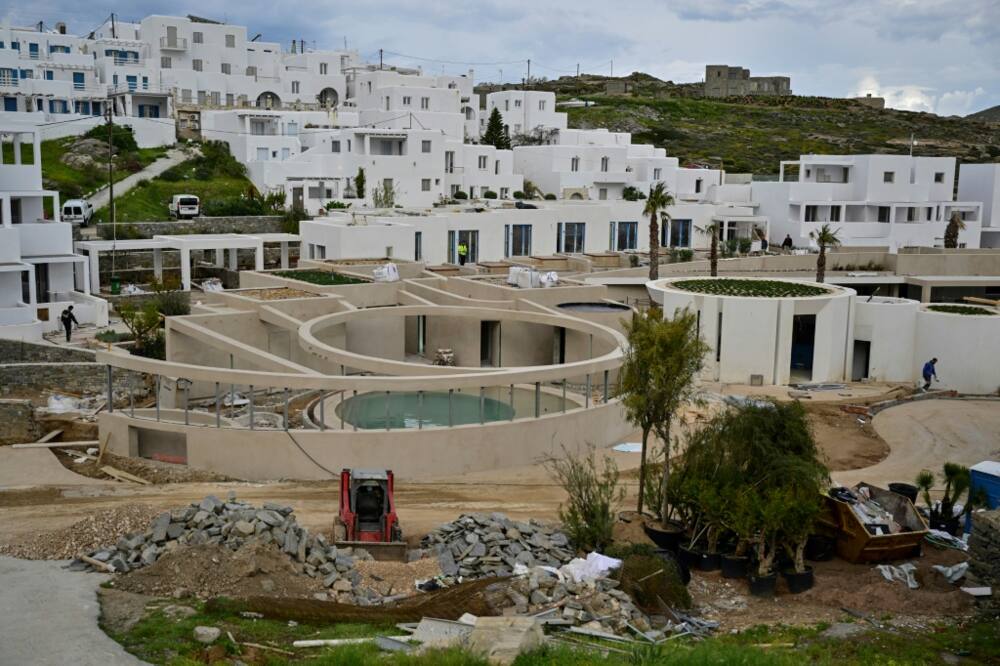 A new luxury hotel being built in Naoussa on the Greek Aegean island of Paros