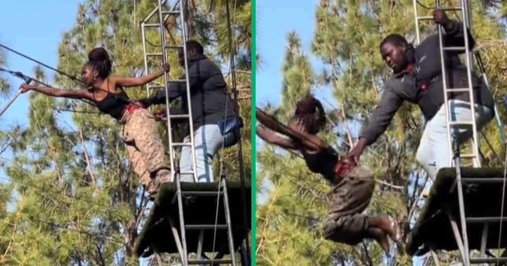 TikTok video of woman on adventure swing