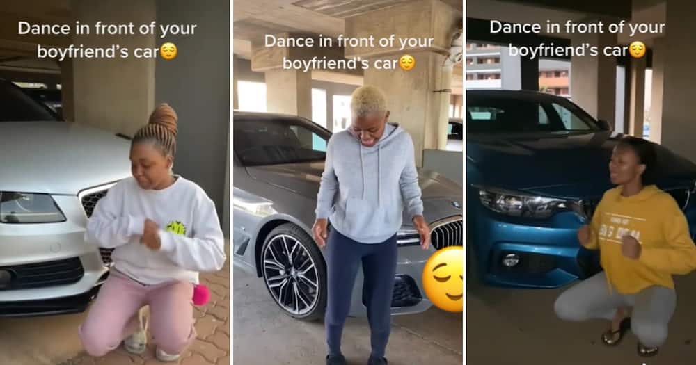 Three women doing the dance in front of your boyfriend’s car challenge
