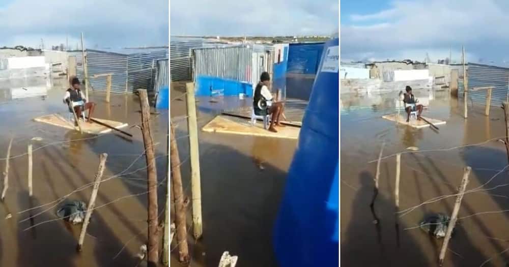 Haibo: Video shows man 'paddleboarding' in flooded Cape Town kasi
