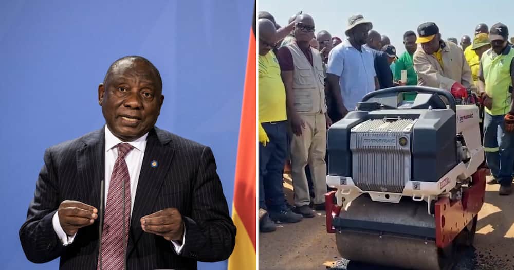 Cyril Ramaphosa unimpressed South Africans with a video of him fixing a pothole