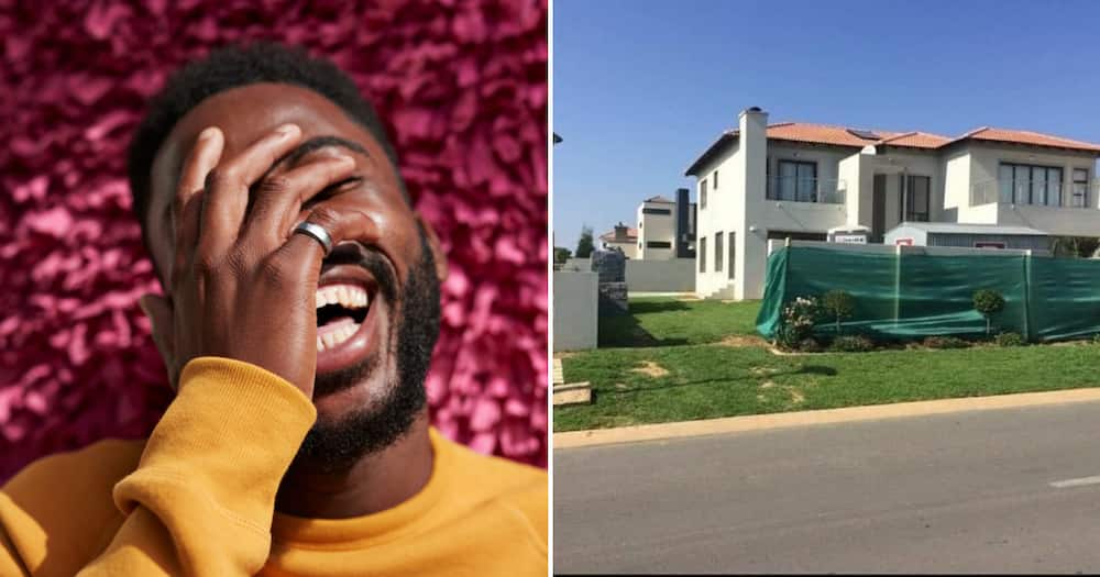 Man laughing and gorgoeus home