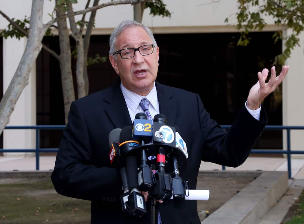 Mark Geragos speaks during a press conference for Chris Brown's court appearance
