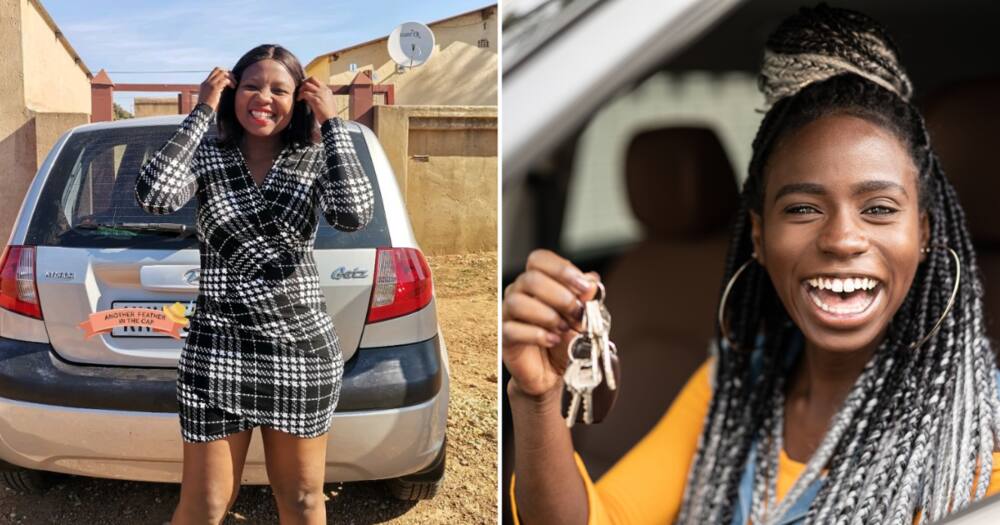 A Mpumalanga babe is happy to have purchased her first car