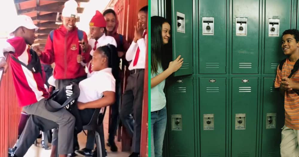 A group of pupils was captured in a TikTok video serenading couples around their school.