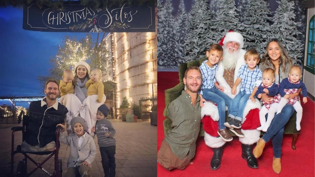 Adorable family photo of limbless pastor Nick Vujicic and his 4 kids as