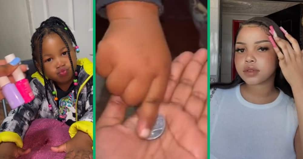 TikTok of user spoiling three year old sister with manicure