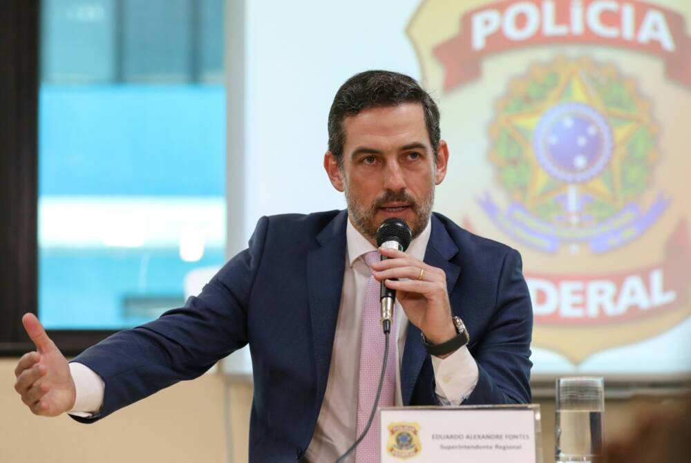 Eduardo Alexandre Fontes, chief of Brazil's Federal Police in Amazonas state, speaks during a news conference on July 8, 2022