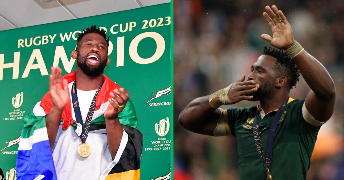 World champion Siya Kolisi has been left to look after his children alone after his wife travelled back to South Africa