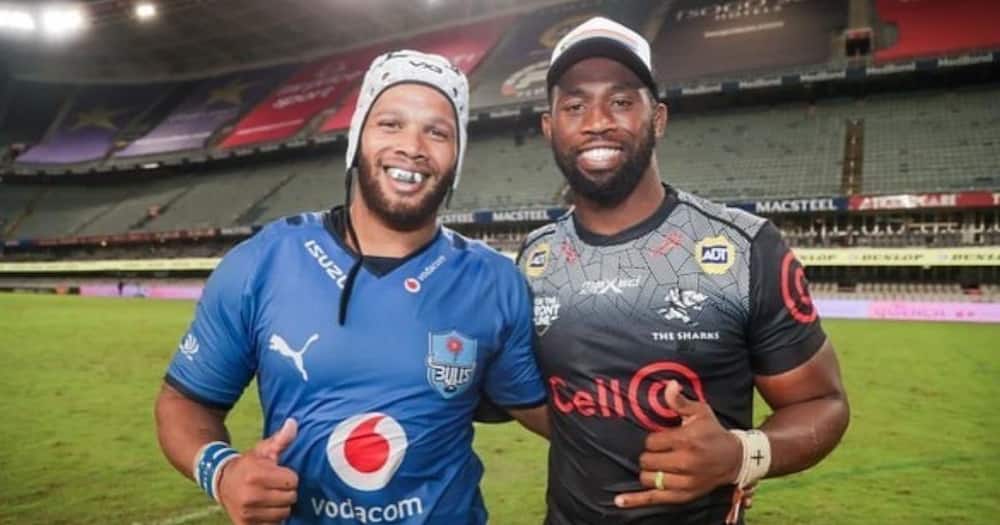 Springboks and Cell C Sharks Star Siya Kolisi (r) has also reacted to his debut against the Blue Bulls. Image: Instagram