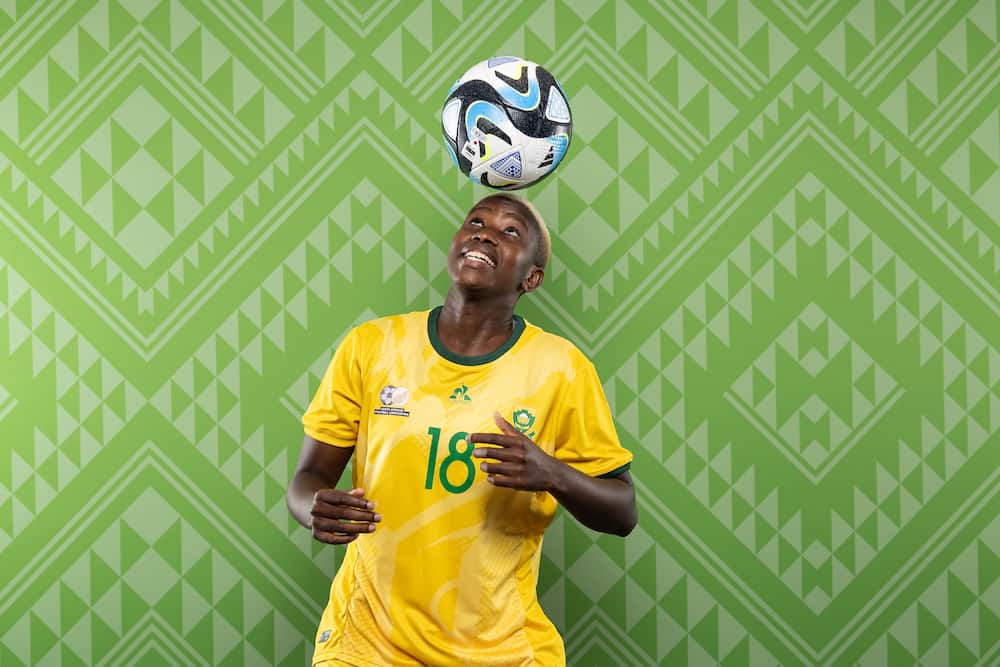 Sibulele Holweni at a photoshoot during the official FIFA WWC Australia & New Zealand 2023 on 18th July 2023.