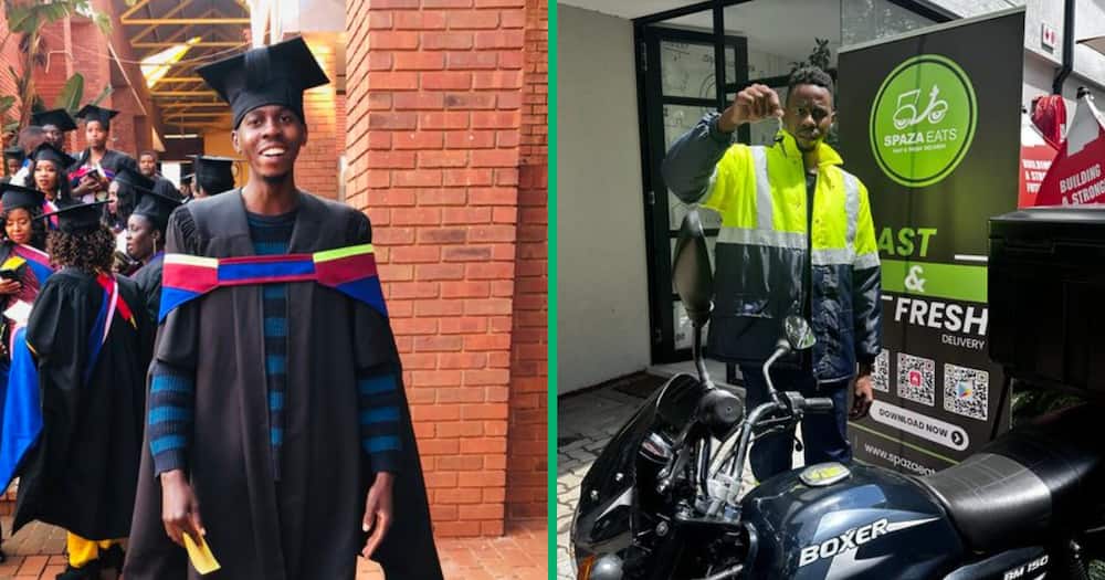 A young man with a postgraduate degree has become a food delivery driver in Pretoria