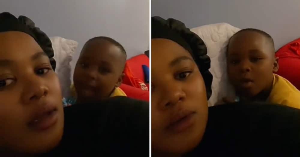 Mother and son doing the viral passing the phone challenge