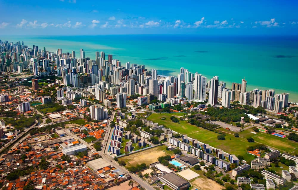 An aerial view of Recife in Brazil