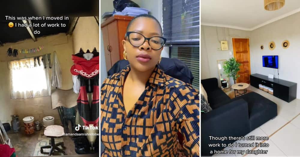 TikTok user Amanda Amish Ndobe moved into a RDP house and used her money to make it beautiful