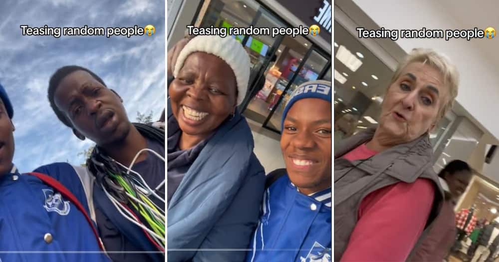 man pulls funny prank on strangers claiming they're his parents