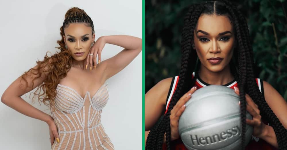 Pearl Thusi looked gorgeous in a mini two-piece outfit