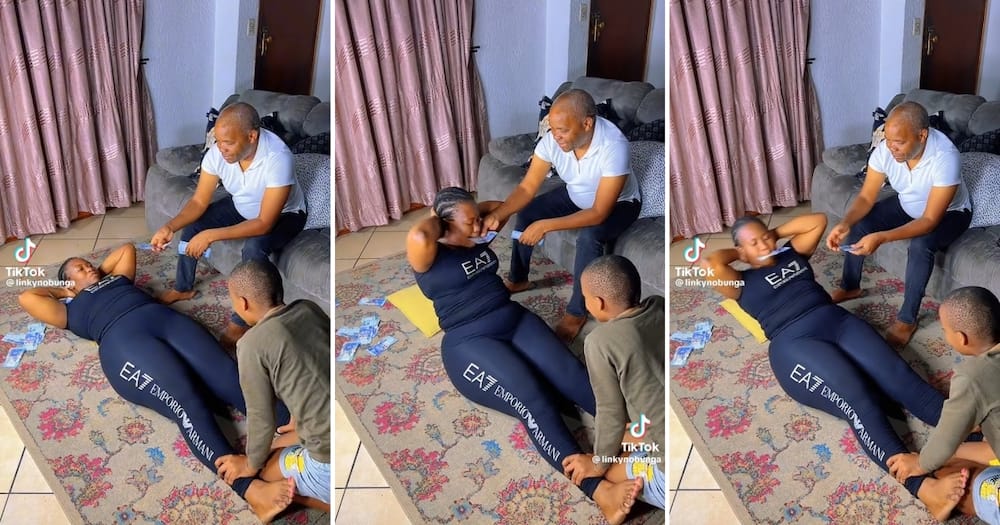 A family motivated the mom to workout with R100 banknotes