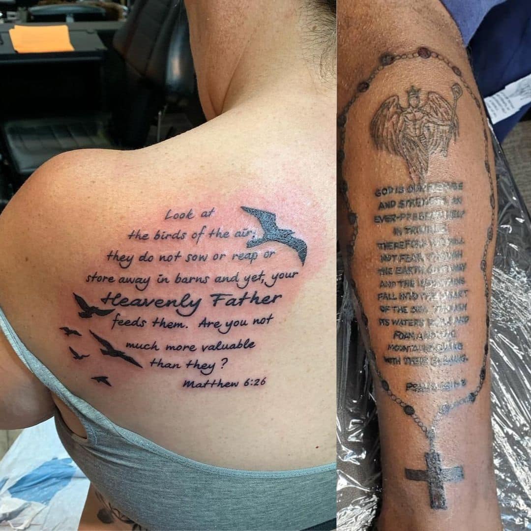 Tattoo uploaded by Logan  Cross and lords prayer cross ribs  Tattoodo