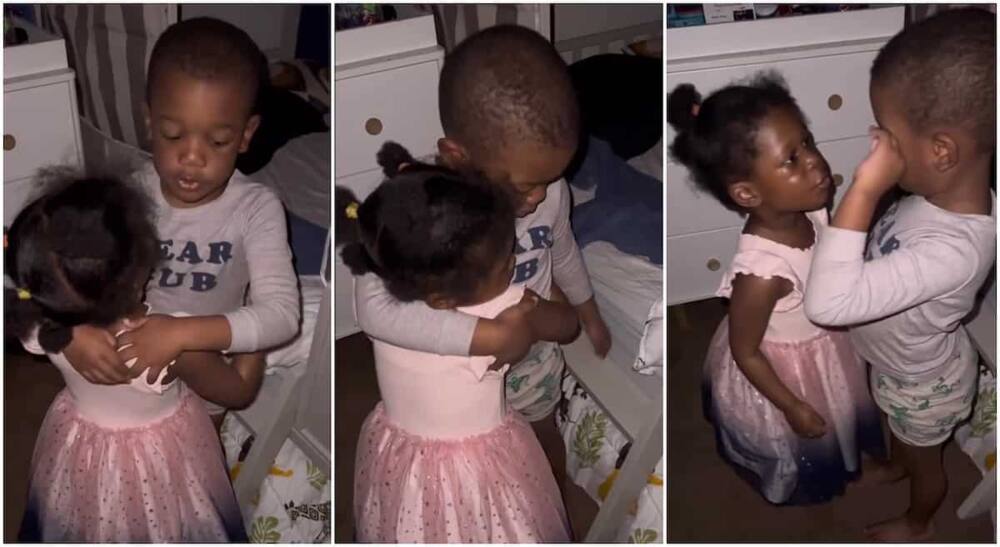 Photos of siblings showing each other love.