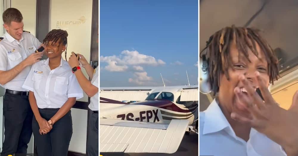 A female pilot celebrated flying a plane