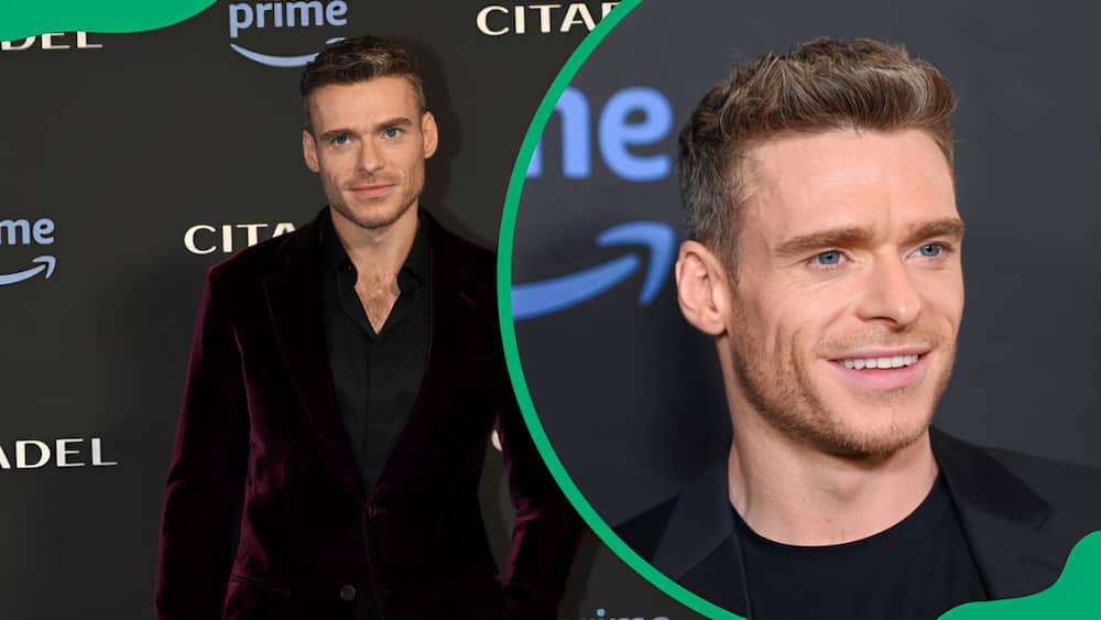 Richard Madden during the premiere of the series Prime Citadel at the modern cinema (L). The actor at the Los Angeles Red Carpet and Fan Screening of "Citadel" (R)