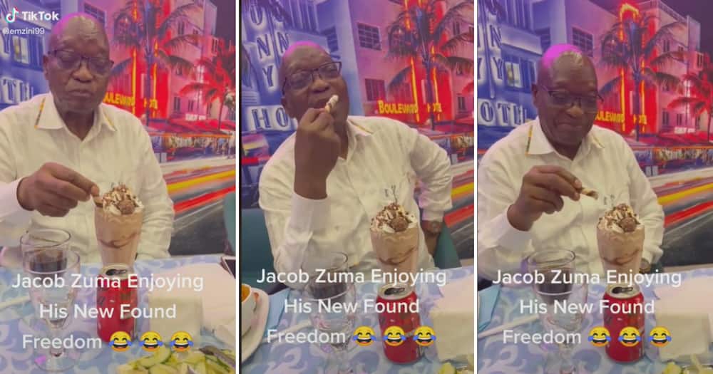 Jacob Zuma was delighted by the milkshake he had.