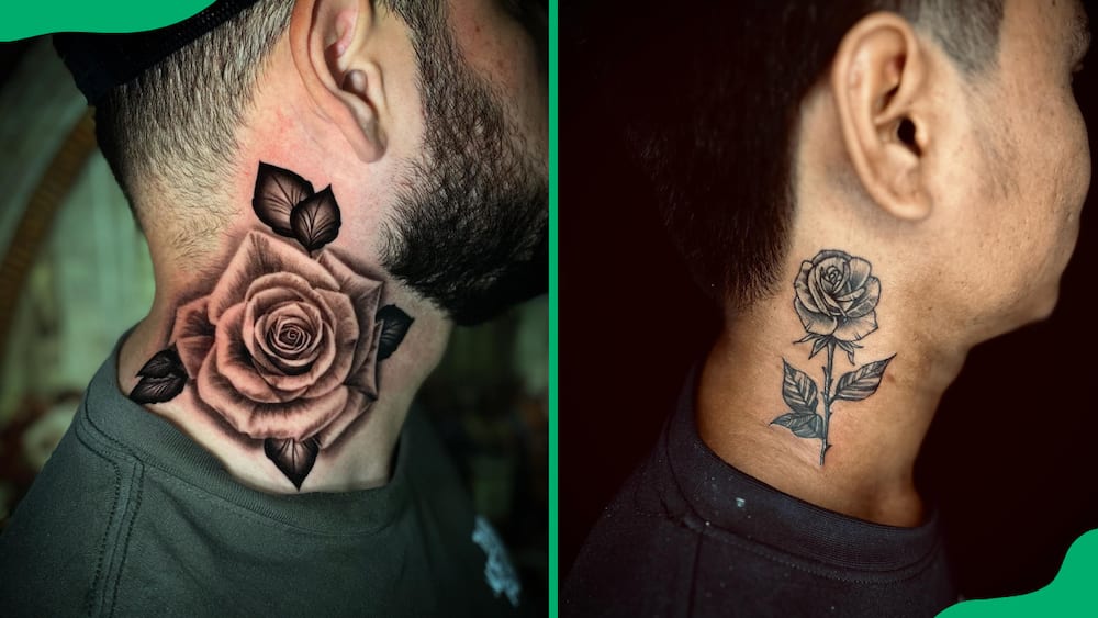 Rose neck tattoos