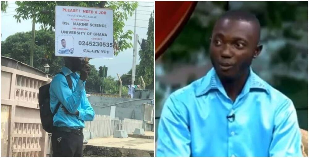 Isaac Kwame Addae the UG who held placard in the street to find a job