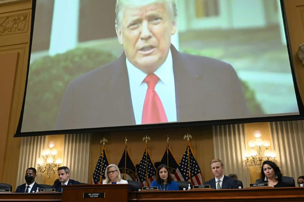 A video of former US president Donald Trump was displayed on a screen during the hearing by the House committee investigating the January 6 attack on the US Capitol