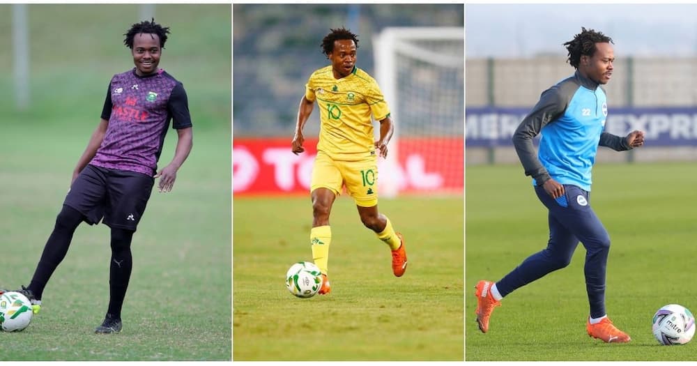 Bafana Bafana fans have shared mixed reactions to Percy Tau's arrival. Image: Twitter