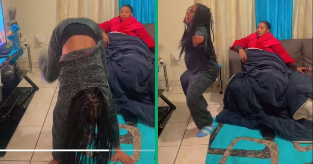 Lady nearly kicks her mother after breaking into sudden dance